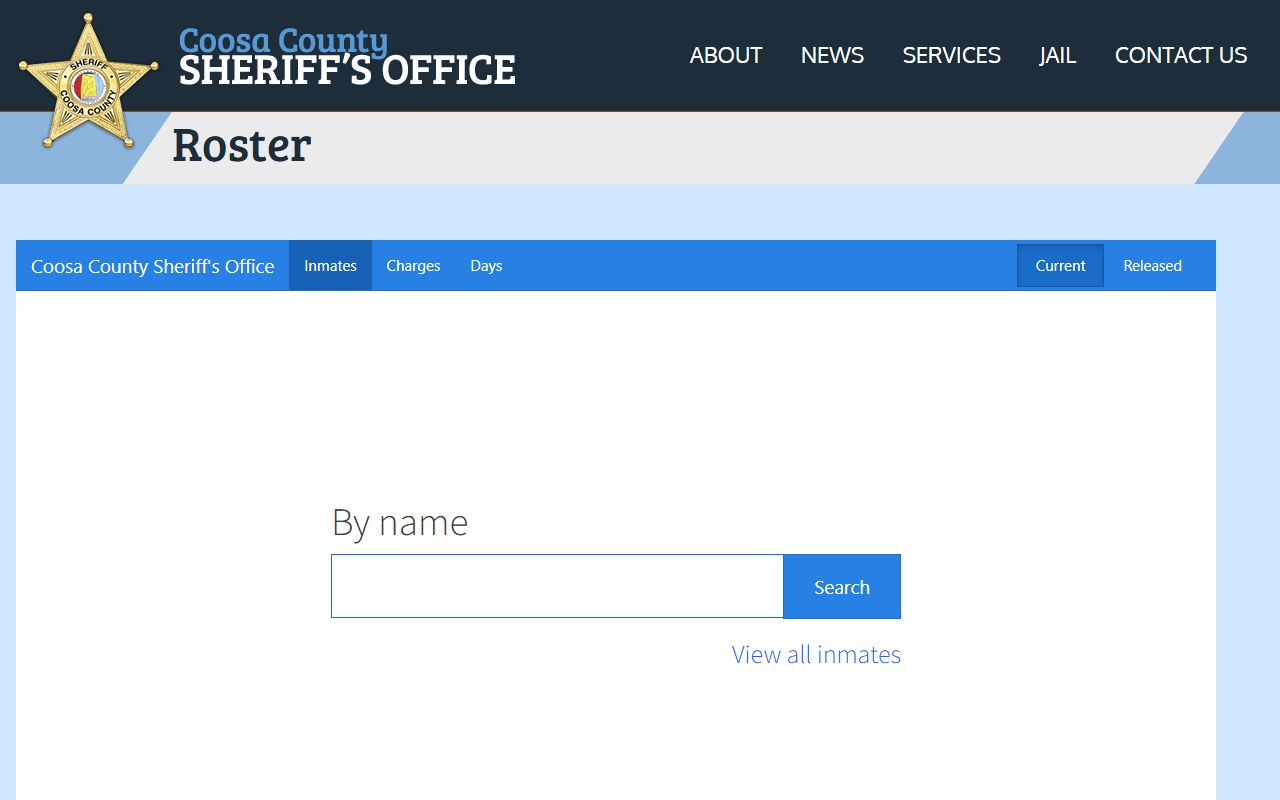 Coosa County Jail inmate roster embedded lookup page